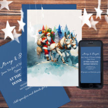 Feestelijke Waterverf Santa met ezels