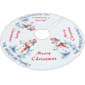 Feestelijke Waterverf Sneeuwman Custom Merry Chris Kerstboom Rok (Gekanteld)
