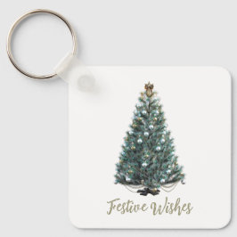 Feestelijke wensen. Kerstboom ontwerp Sleutelhanger