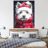 Feestelijke Westie in de sneeuw Canvas Afdruk (Insitu (Slaapkamer))