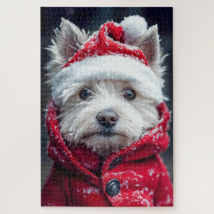 Feestelijke Westie in de sneeuw Legpuzzel