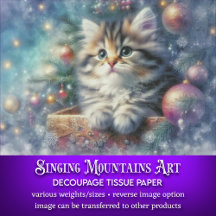 Feestelijke Whimsical Kerstboom Kat Decoupage