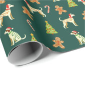 Feestelijke Whippet Kerstmis Cadeaupapier (Rol Hoek)