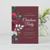 Feestelijke Winter Bloemige Kerst Uitnodiging (Staand voorkant)