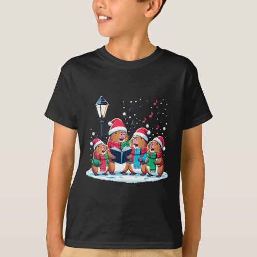 Feestelijke winter Capybara Kerstmis T-shirt (Voorkant)