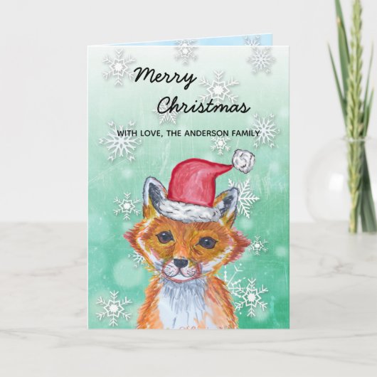 Feestelijke Winter Fox Vrolijk Kerstfeest Kaart (Voorkant)