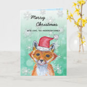 Feestelijke Winter Fox Vrolijk Kerstfeest Kaart (Gele Bloem)