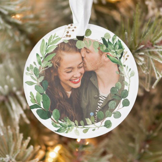 Feestelijke Winter Greenery Botanische Vakantiefot Ornament (Boom)