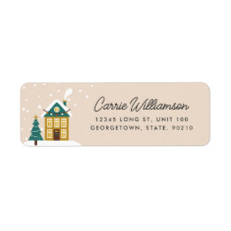 Feestelijke Winter Holiday House Retour Adreslabel Etiket