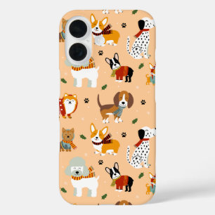 Feestelijke winter honden sjaals iPhone 16 hoesje