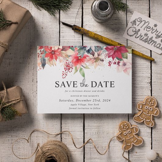 Feestelijke Winter Kerstbloemen Vakantie Party Save The Date