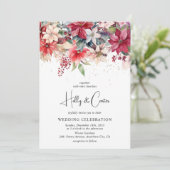 Feestelijke Winter Kerstmis Bloemen Bruiloft Kaart (Staand voorkant)