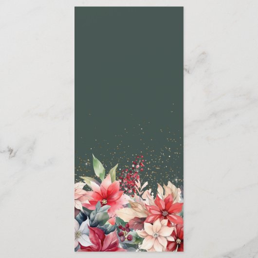 Feestelijke Winter Kerstmis Bloemen Bruiloft Menu (Achterkant)