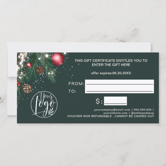 Feestelijke winter krans logo cadeaubon (Achterkant)