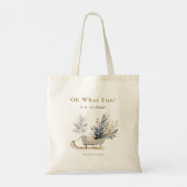 Feestelijke Winter Sleigh Botanische Kerstvakantie Tote Bag (Achterkant)