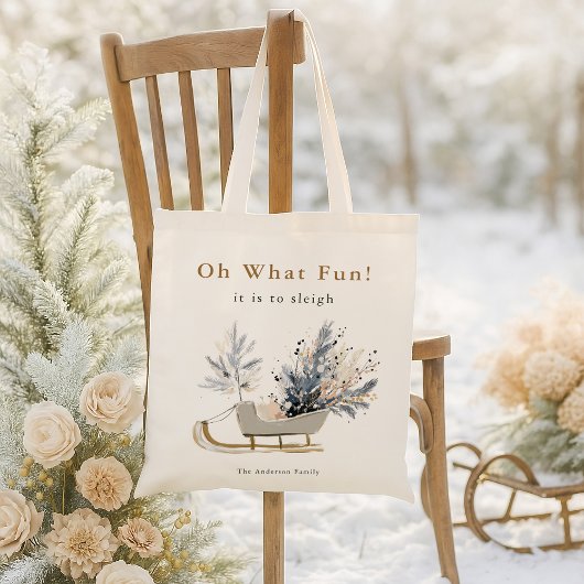 Feestelijke Winter Sleigh Botanische Kerstvakantie Tote Bag