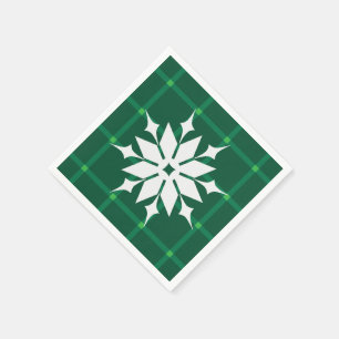 Feestelijke winter sneeuwvlok donkergroen plaid servet