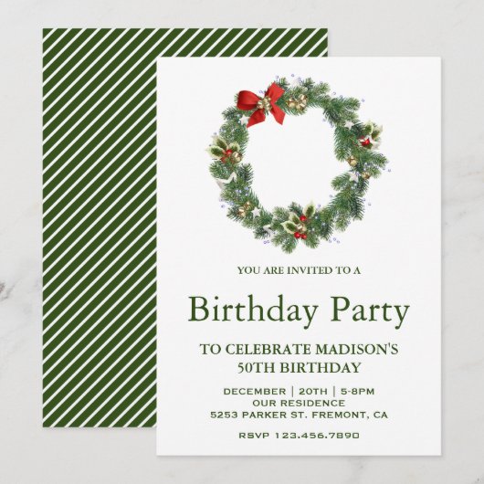 Feestelijke Winter Vakantie Kerstmis krans Verjaar Kaart (Voorkant / Achterkant)