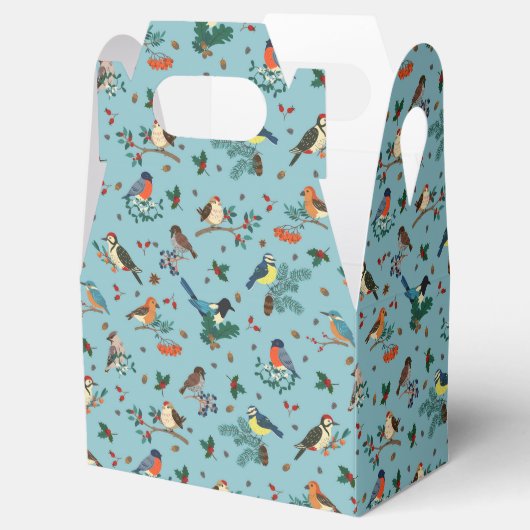 Feestelijke Winter Vogels Kerstpatroon Bedankdoosjes (Geopend)