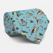 Feestelijke Winter Vogels Kerstpatroon Stropdas (Opgerold)