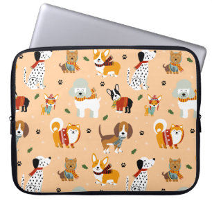 Feestelijke winterhondensjaals laptop sleeve