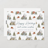 Feestelijke winterhuizen fijne feestdagen makelaar feestdagenkaart (Voorkant / Achterkant)