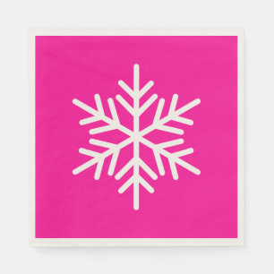 Feestelijke witte Alpen-sneeuwvlok op helder roze Servet