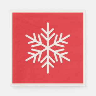 Feestelijke witte Alpen-sneeuwvlok op helderrood Servet