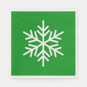 Feestelijke witte Alpen-sneeuwvlok op Kelly groen Servet
