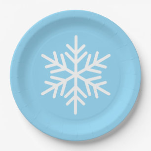 Feestelijke witte Alpen-sneeuwvlok op lichtblauw Papieren Bordje
