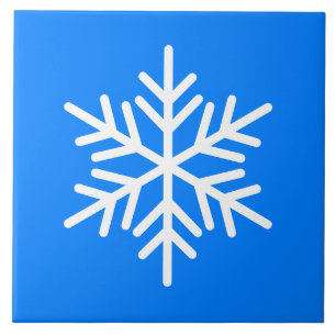 Feestelijke witte Nordic Snowflake op felblauw Tegeltje