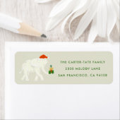 Feestelijke Witte Olifant Geïllustreerd Terugkeer Etiket (Insitu)