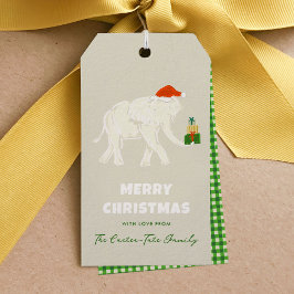 Feestelijke Witte Olifant Vrolijk Kerstcadeau Labe Cadeaulabel