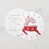Feestelijke Witte & Rode Kerst Brei Rendier Feestdagenkaart (Voorkant / Achterkant)