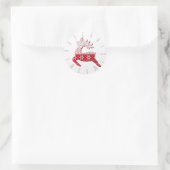 Feestelijke witte & rode rendier kersttrui ronde sticker (Tas)