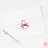 Feestelijke witte & rode rendier kersttrui ronde sticker (Envelop)