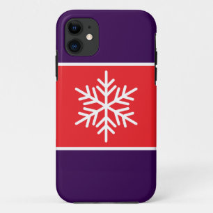 Feestelijke Witte Sneeuwvlok Helder Rood Paarse St iPhone 11 Hoesje