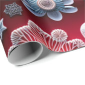 Feestelijke Wrap Wonderland 'Rode en Blauwe Sneeuw Cadeaupapier (Rol Hoek)