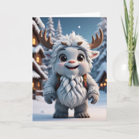Feestelijke Yeti Feestdagen Kaart (Voorkant)