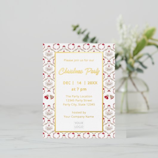 Feestelijke Zakelijke Kerstfeest Uitnodiging | FOL (Staand Voorkant)