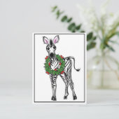 feestelijke Zebra | rode groene borstkreep Briefkaart (Staand voorkant)