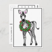 feestelijke Zebra | rode groene borstkreep Briefkaart (Voorkant / Achterkant)