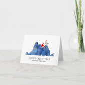 Feestelijke Zee Leeuwen Waterverf Feestdagen Kaart (Voorkant)