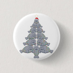 Feestelijke Zeekoe Kerstboom met Magische Oceaan Ronde Button 3,2 Cm