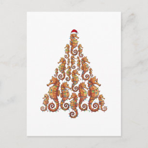 Feestelijke Zeepaard met een Kerstmanhoed voor een Feestdagenkaart