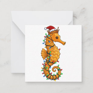 Feestelijke Zeepaardje met een Kerstmanhoed voor e Notitiekaartje