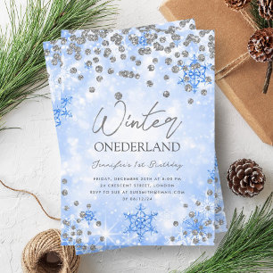 Feestelijke Zilveren Blauwe Winter ONEDERLAND 1e v Kaart