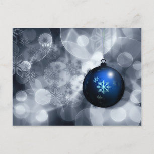 feestelijke zilveren en blauwe kerstversiering Ker Feestdagenkaart