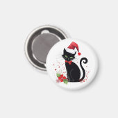 Feestelijke zwarte kat magneet (Voorkant / Achterkant)