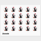 Feestelijke zwarte kat ronde sticker (Vel)